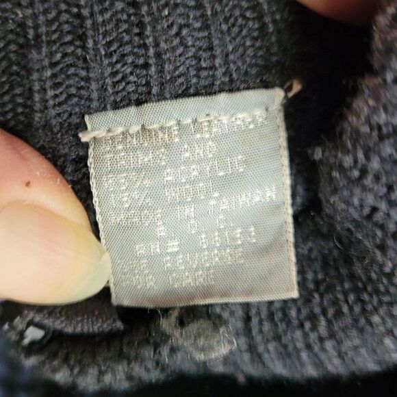 Mens Vintage 80s Leather Jacket Zip MJ Heart Beat Inlay Wool Black M Streetwear - Picture 14 of 14